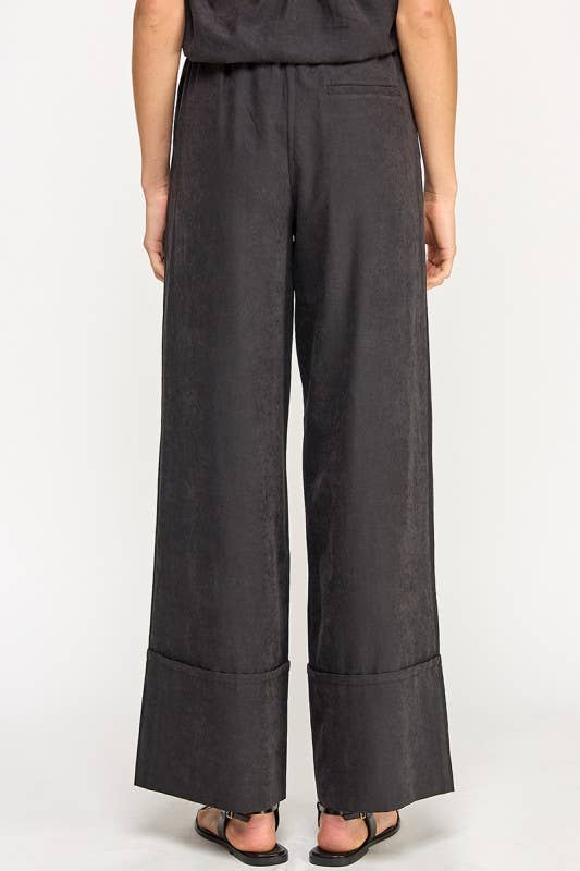 Black Mid Rise Pants Rear View