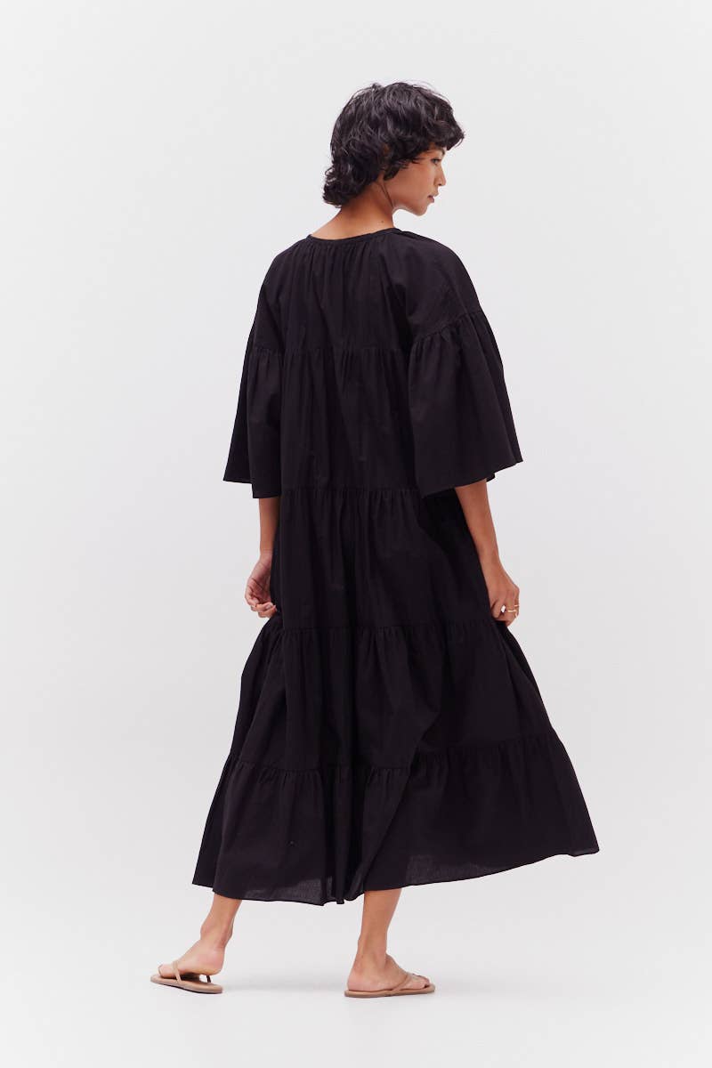 Black Plaid Midi Dress is a 100% cotton comfortable dress