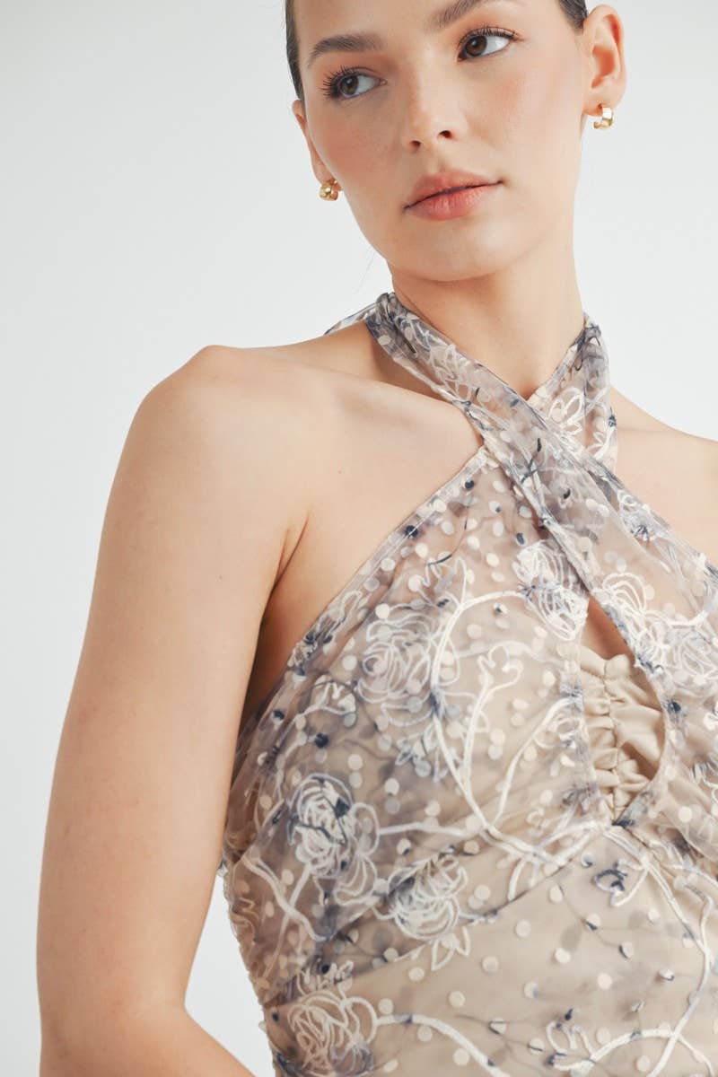 Calindra Mini Dress Ruched detailing for a figure-flattering fit