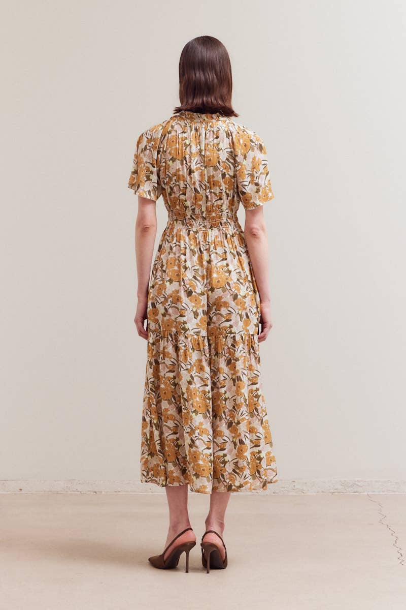 Daydream Raglan Sleeve Tier Midi Dress Rear View