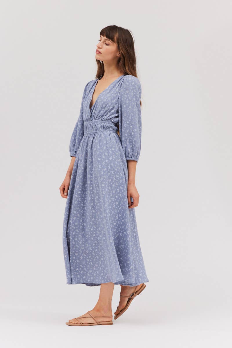 Indigo Summer Midi Dress in breathable cotton