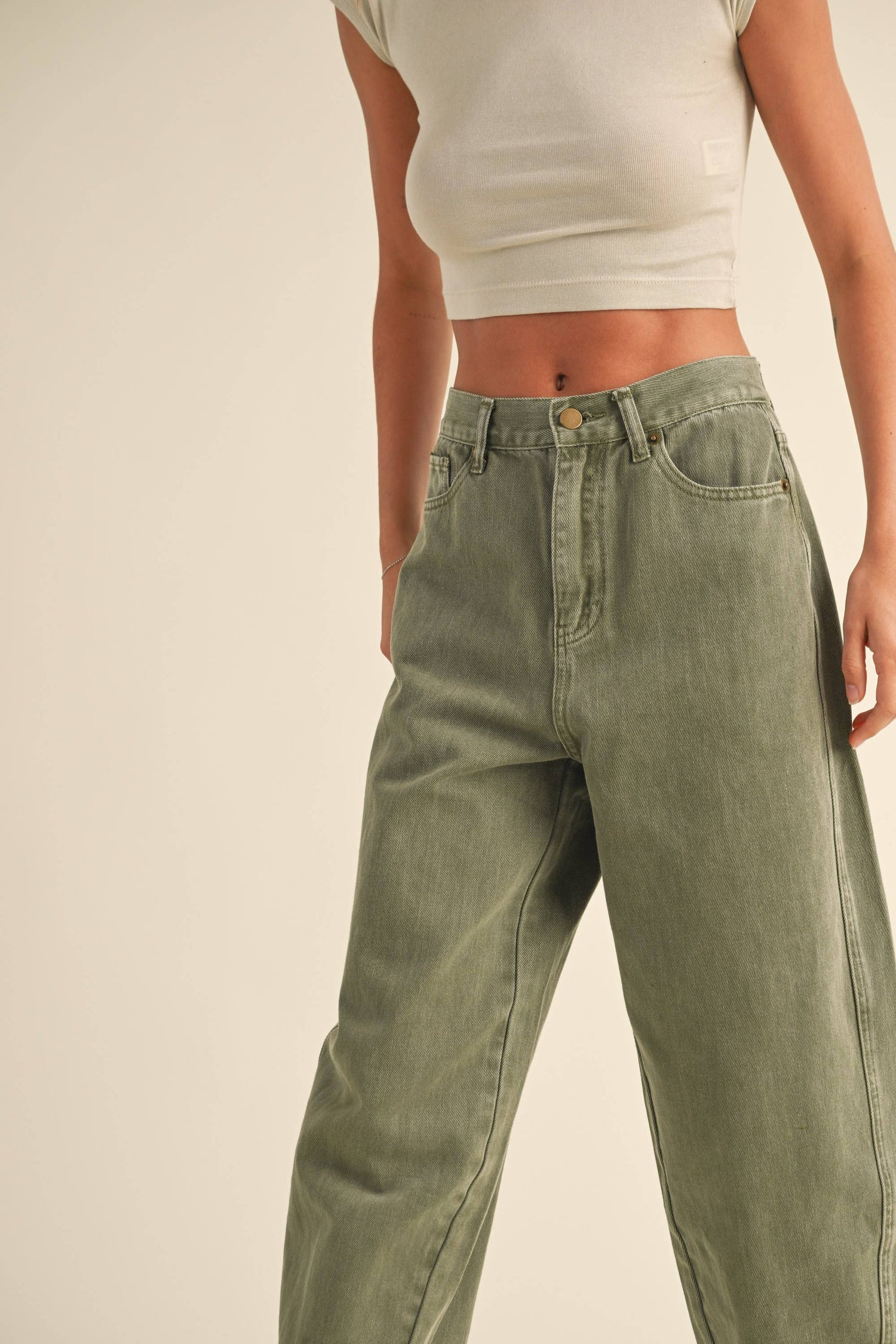 Olive Washed Barrel Pants perfect streetwear