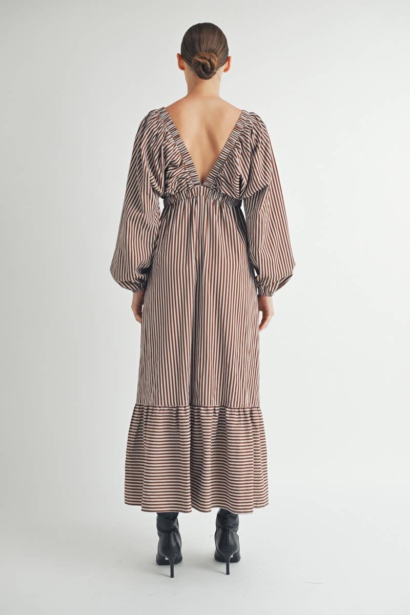 Back view of Sorrelle Maxi Dress with relaxed fit and tiered skirt