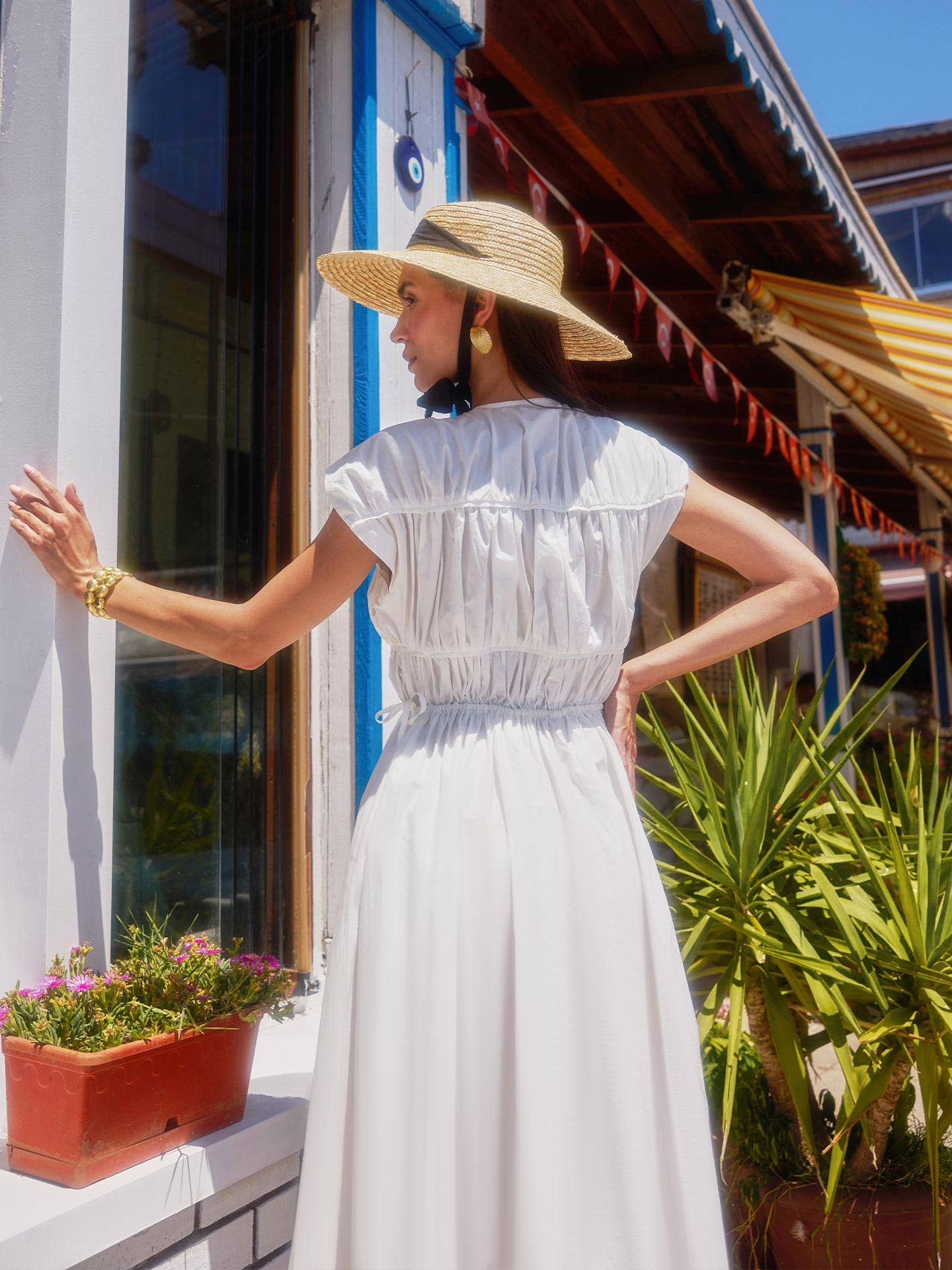 The White Piping Detail Maxi Dress Rear View