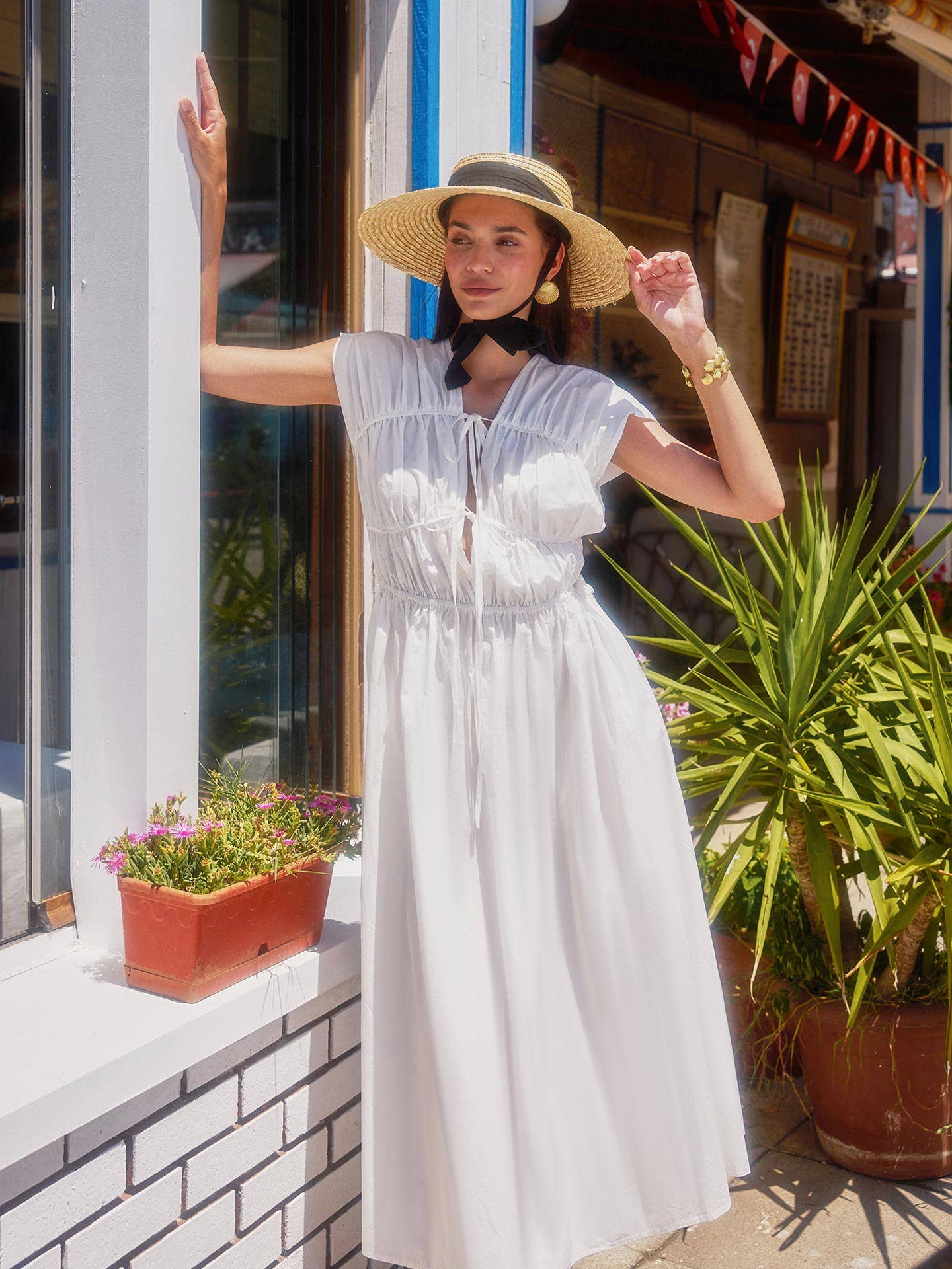 The White Piping Detail Maxi Dress perfect Summer dress