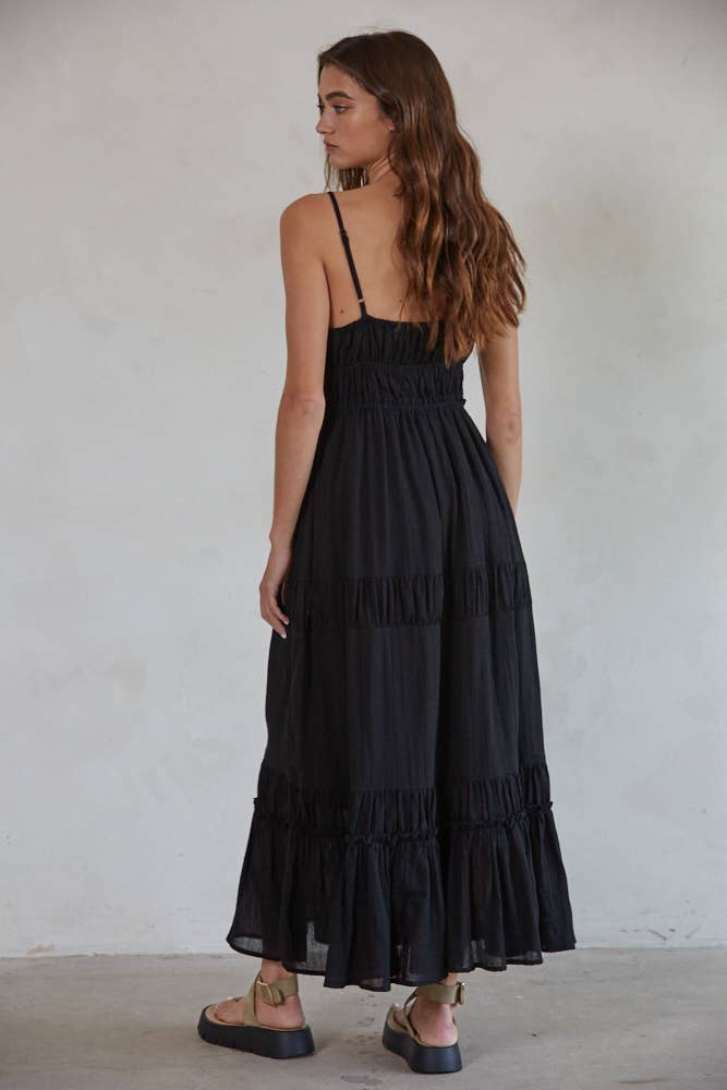 Black Flare Midi Dress