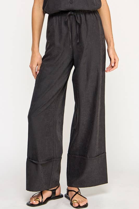 Black Mid Rise Pants Front View