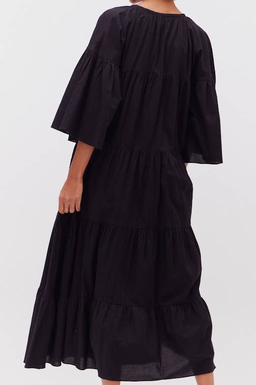 Black Plaid Midi Dress rear view