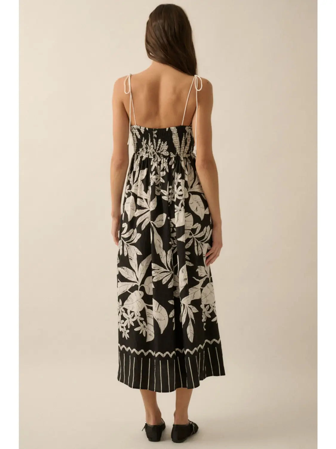 Black Tropical Maxi Dress Rear View