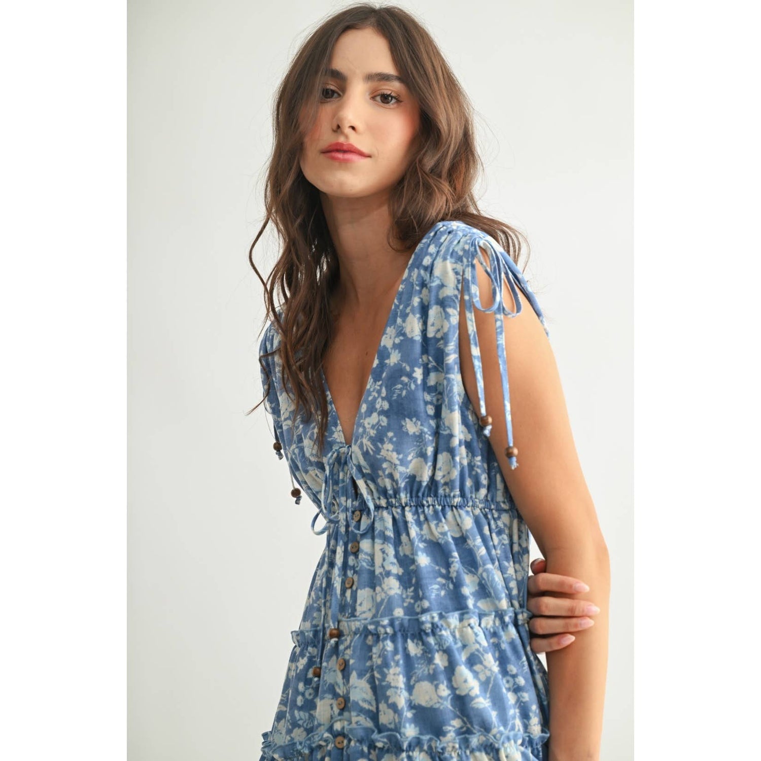 Blue Floral Midi Dress