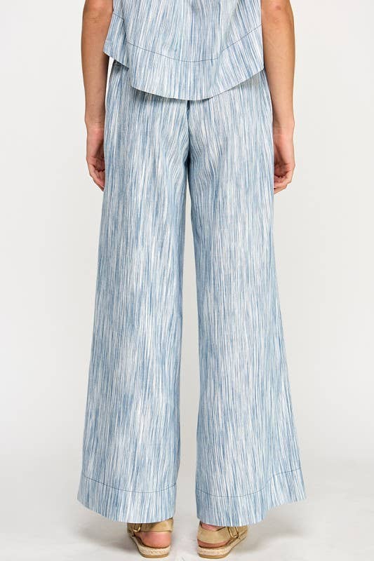 Blue High Waist Wide Leg Pants Rear View