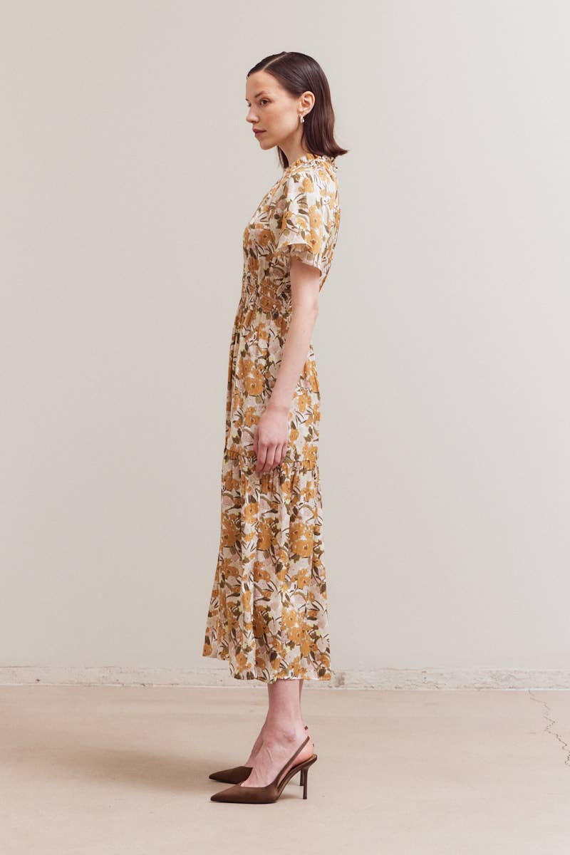 Daydream Raglan Sleeve Tier Midi Dress Side View