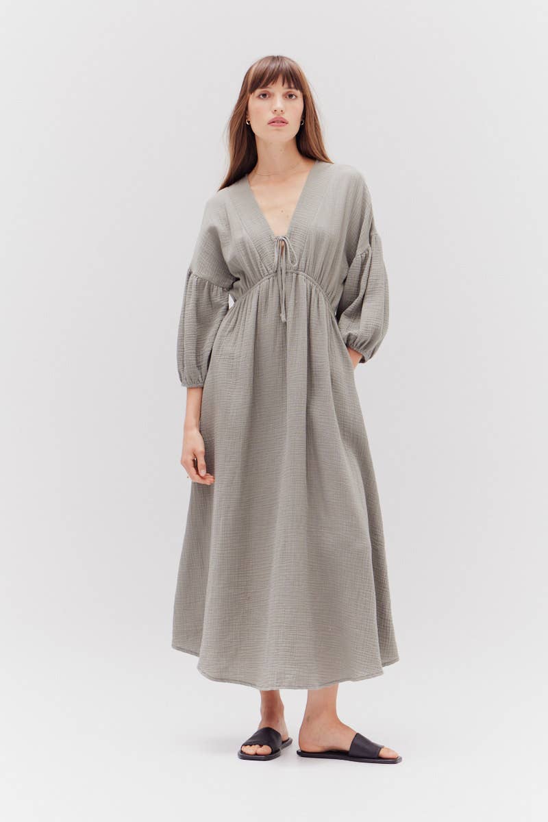 Dry Sage Gauze Midi Dress