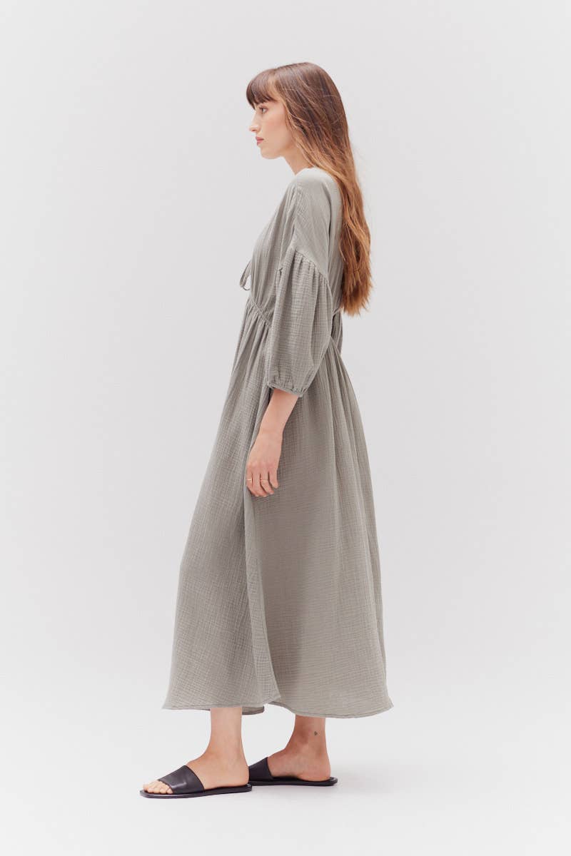 Dry Sage Gauze Midi Dress Side View