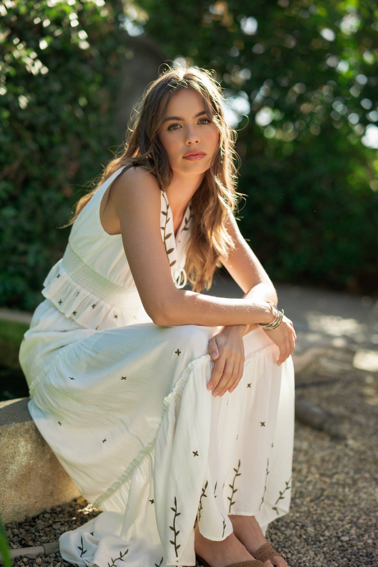 Front view styled with the matching tiered skirt, highlighting the coordinated set.