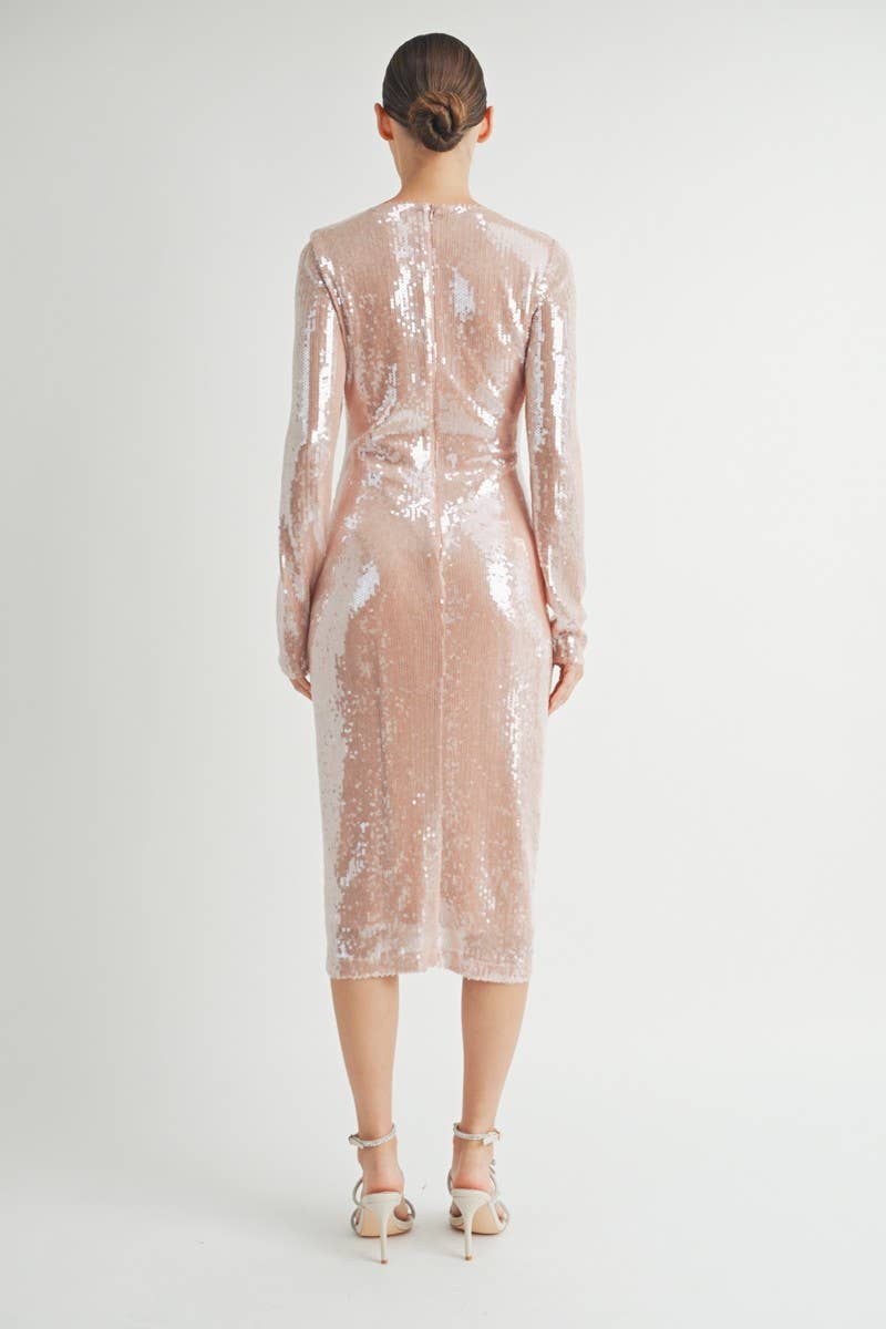 Liora Midi Dress Back view of Liora Midi Dress with elegant long sleeves