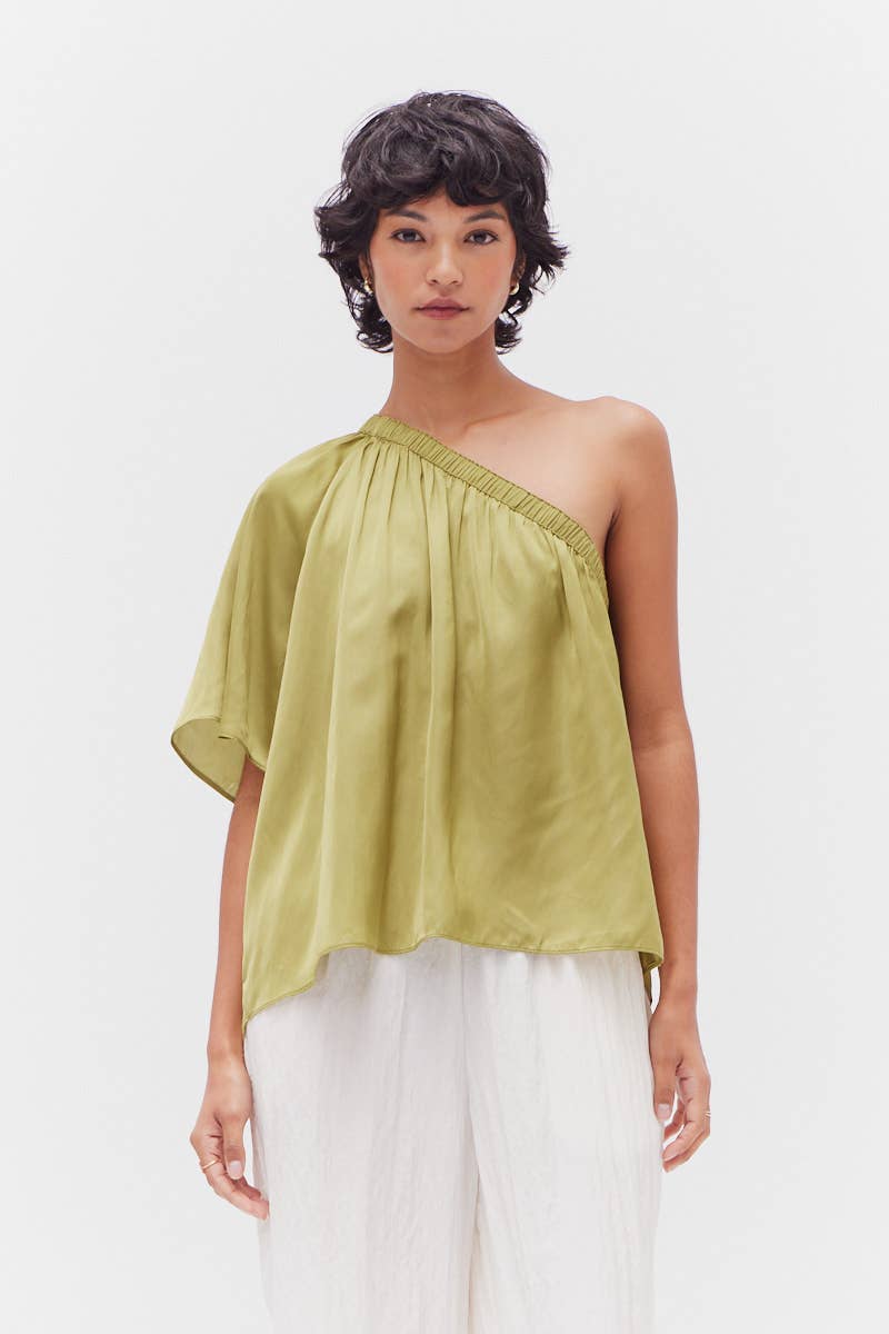 Martini One-Shoulder Satin Top