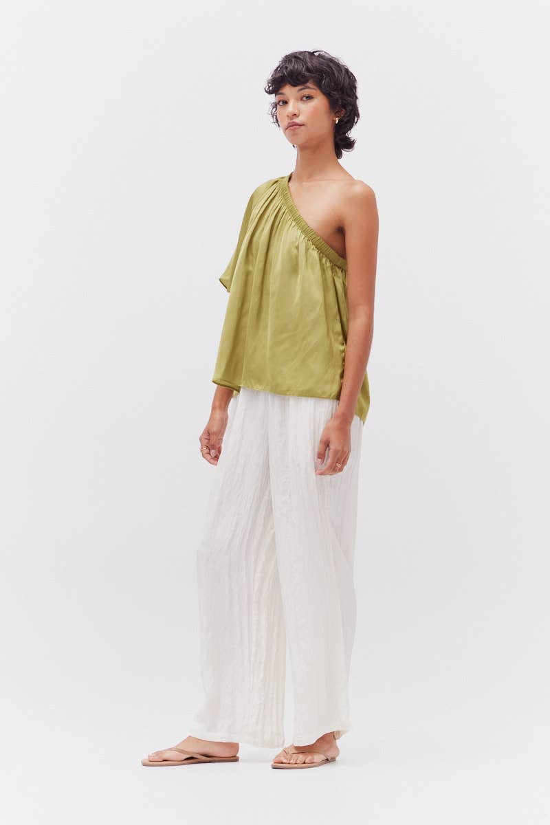 Martini One-Shoulder Satin Top Side View