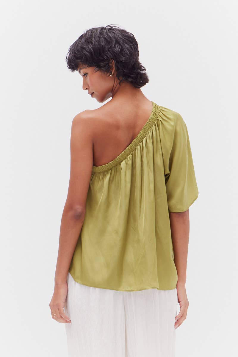 Martini One-Shoulder Satin Top Rear View