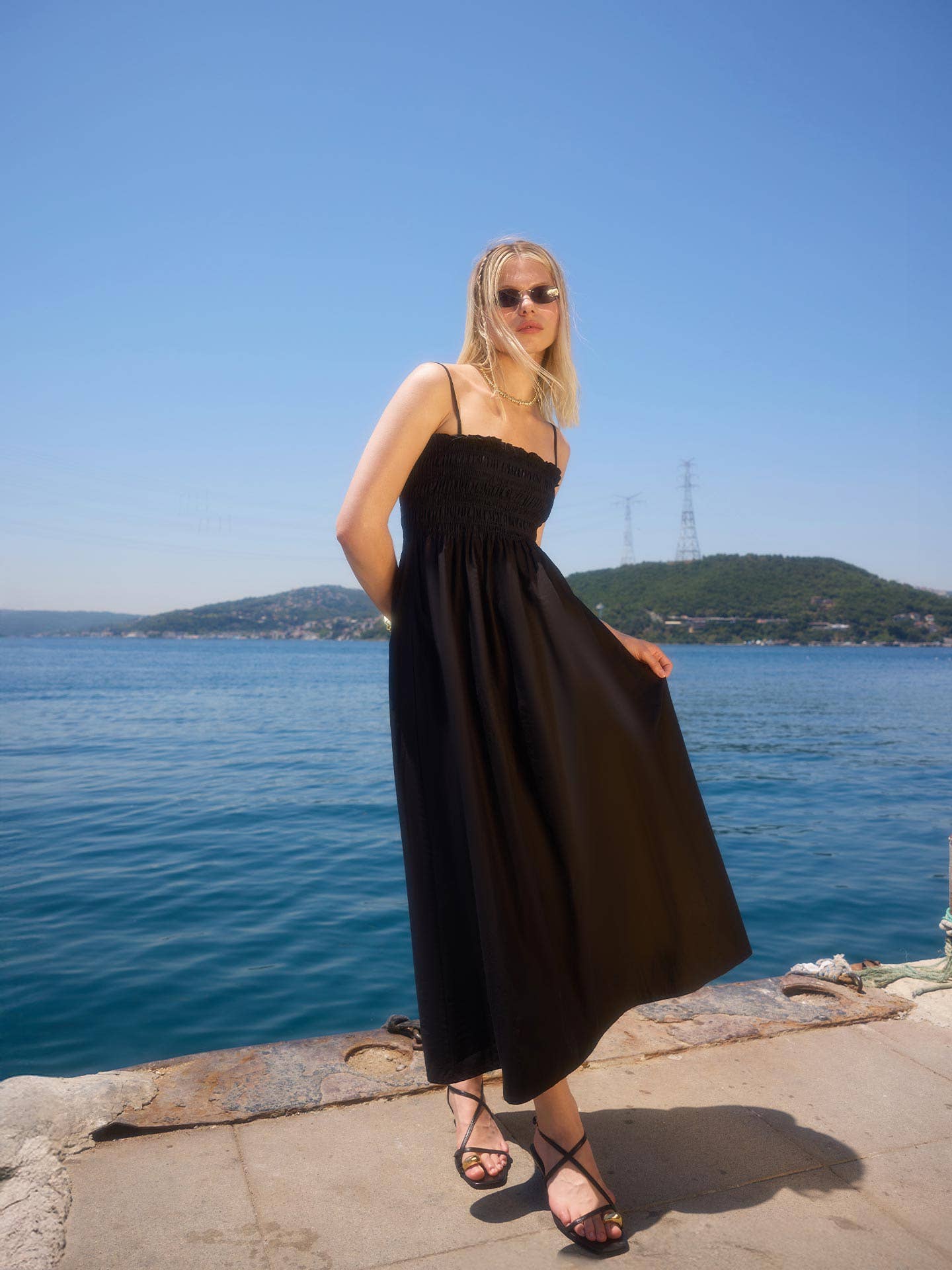 Maya Black Maxi Front View