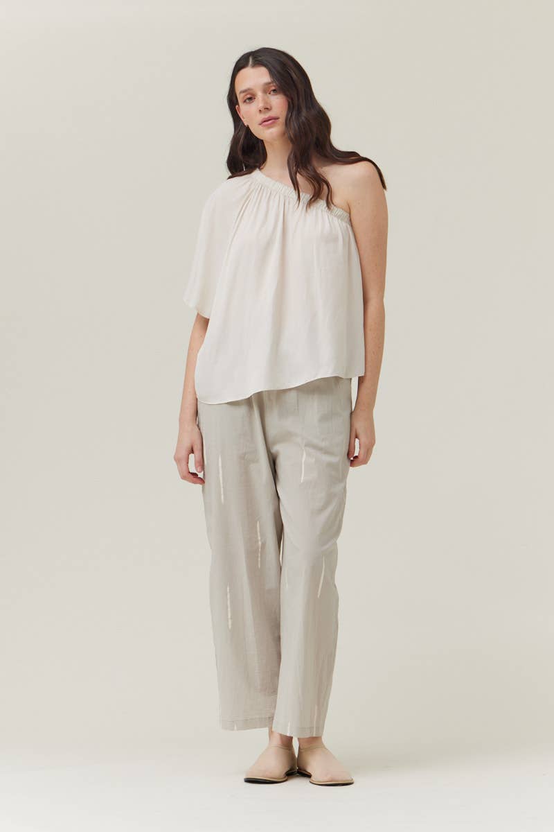 Milk One-Shoulder Satin Top