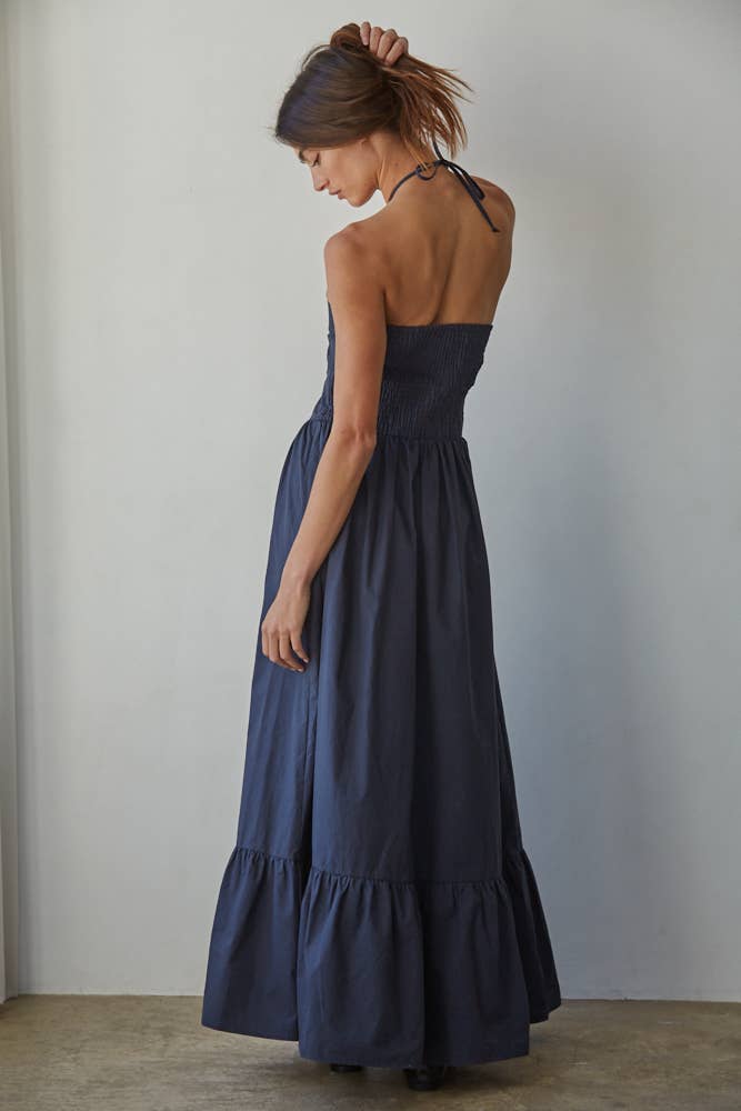 Navy Flare Maxi Dress Rear View