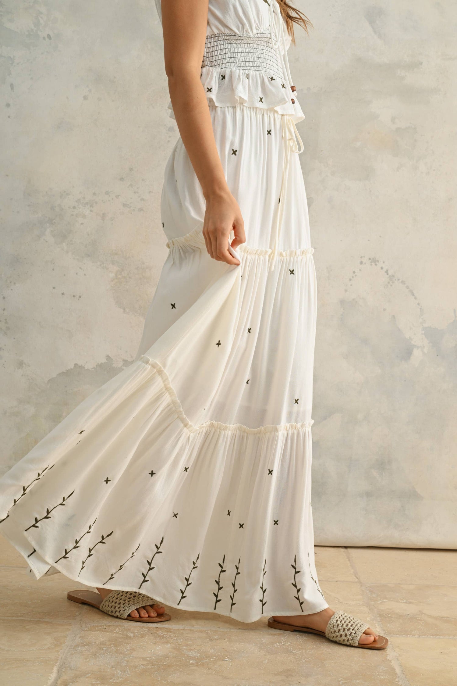 Side view showing the lightweight fabric and breezy, relaxed fit.