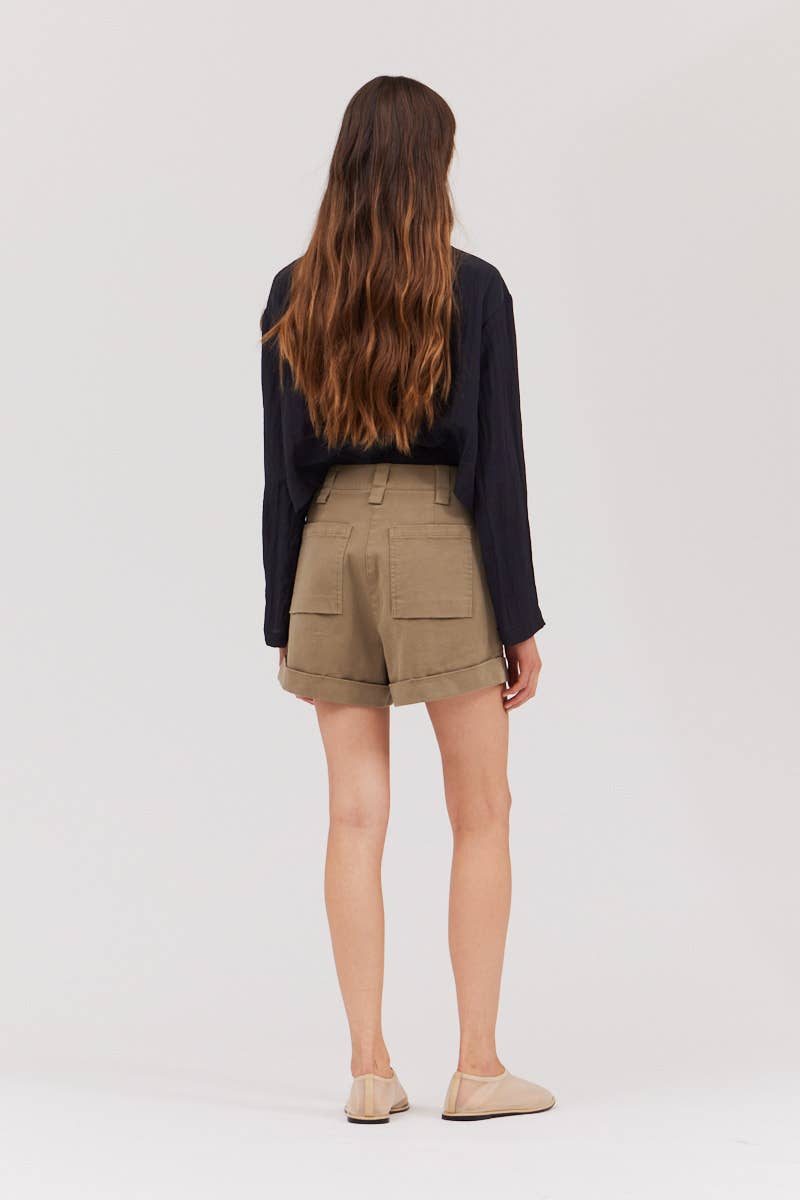 The Dry Sage Twill Shorts - rear view.