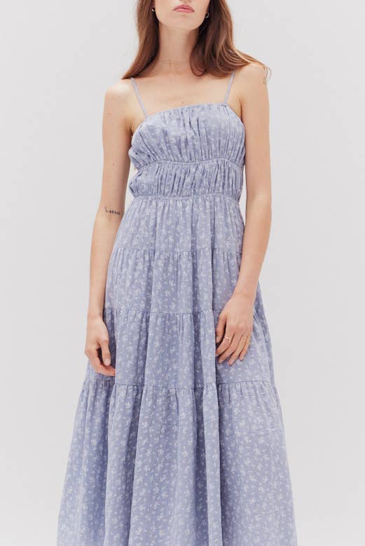 The Indigo Printed Gauze Midi Dress