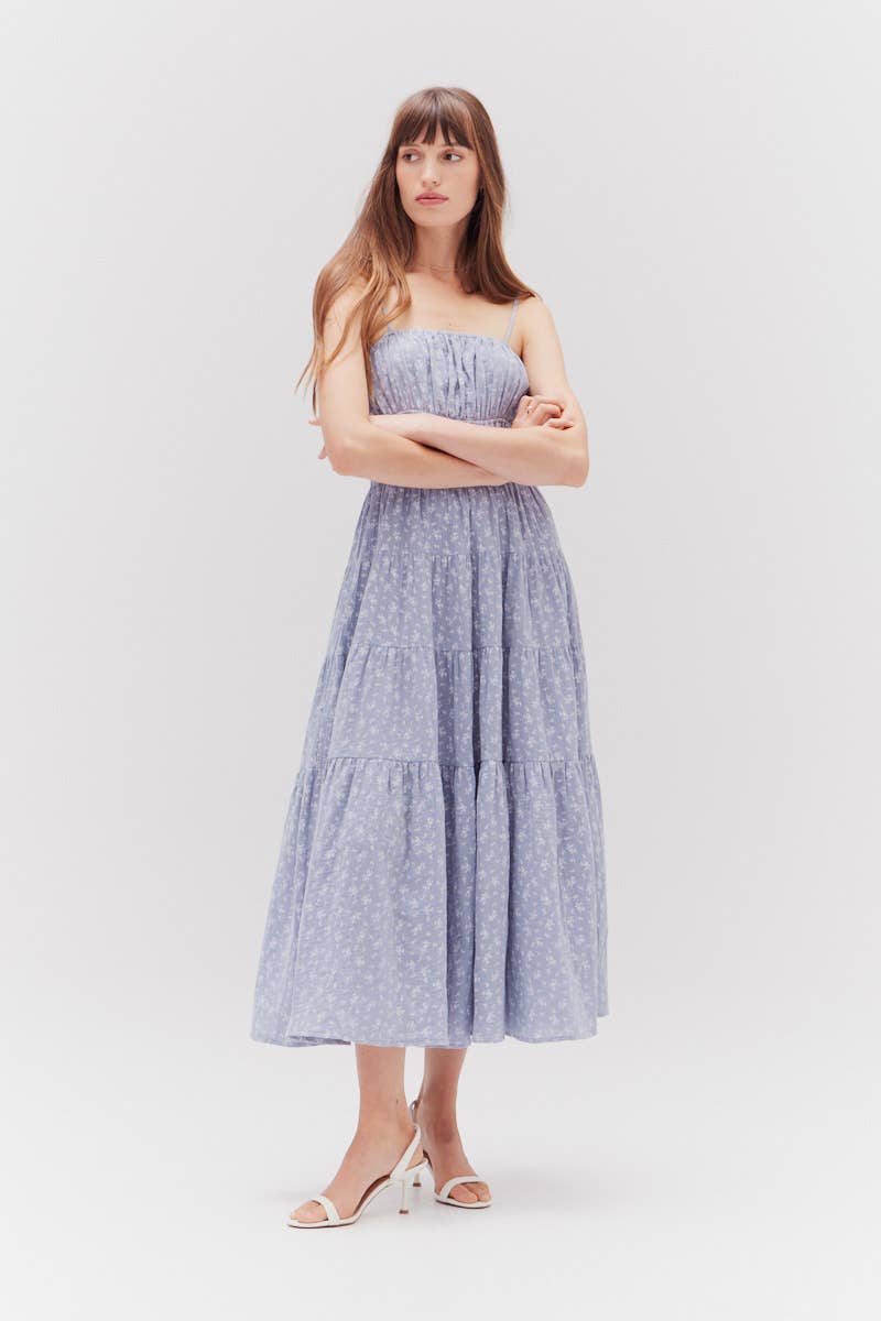 The Indigo Printed Gauze Midi Dress - floaty cotton summer dress