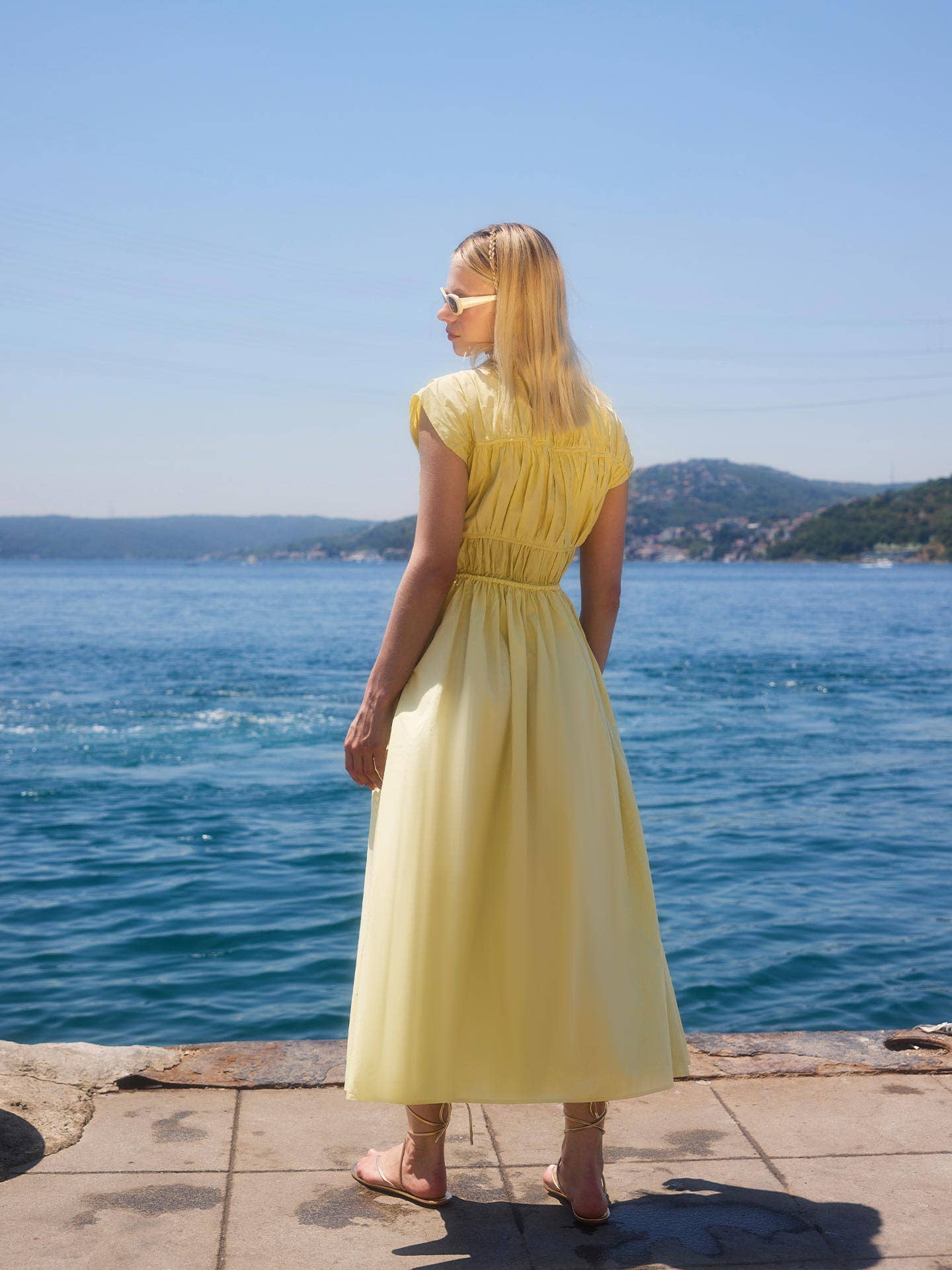 The Yellow Piping Detail Maxi Dress Rear View
