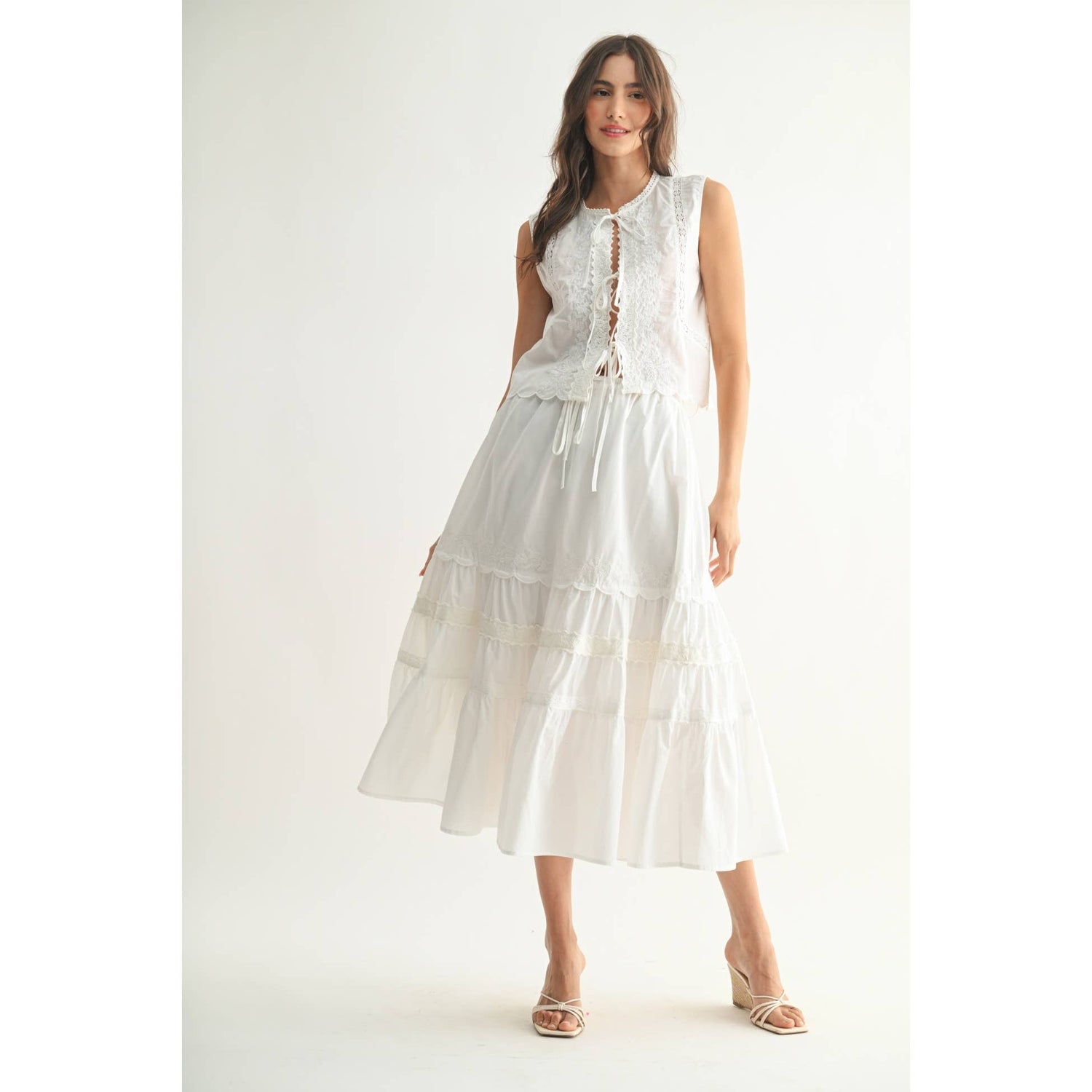 White Lace Two Piece Set Front View