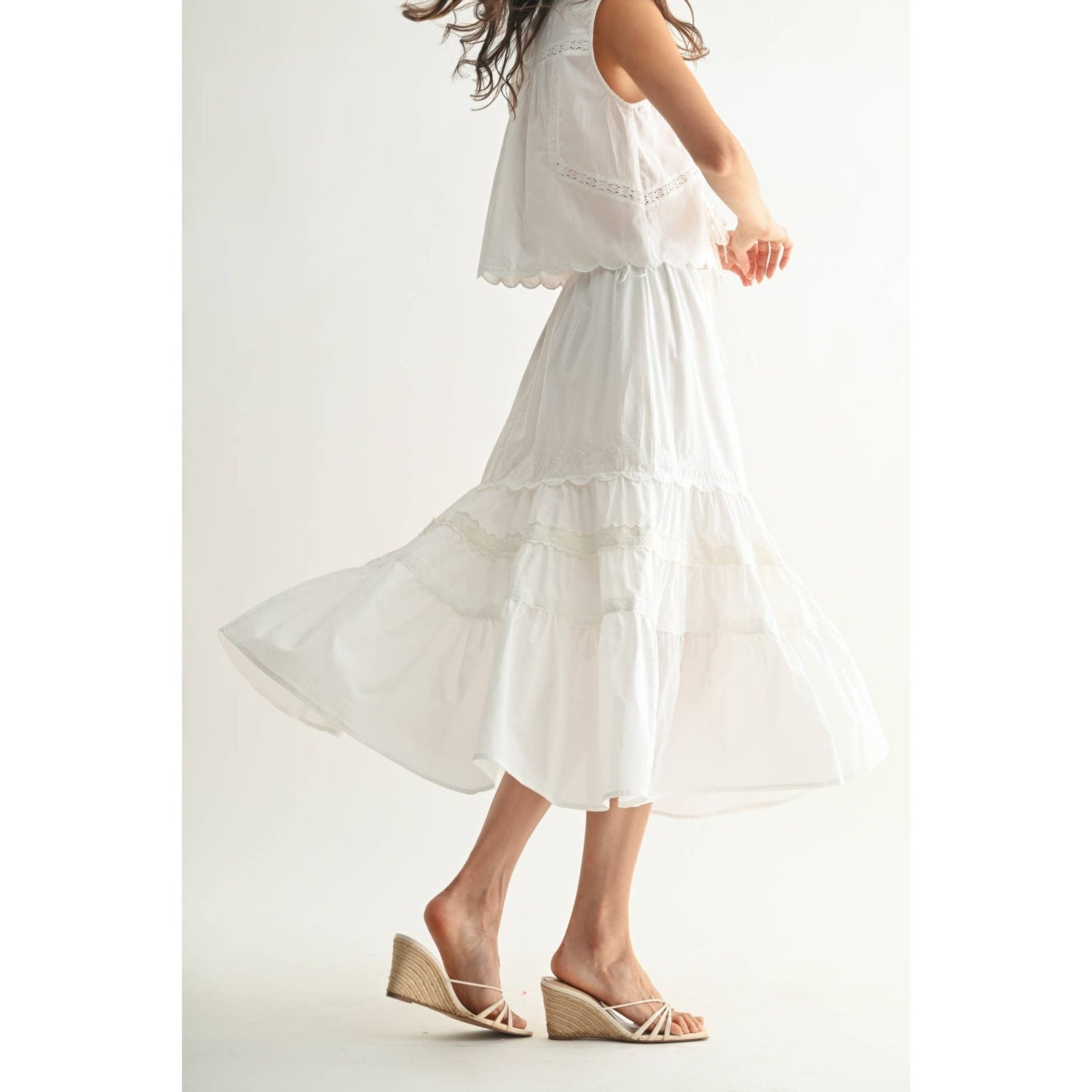 White Lace Two Piece Set Side View