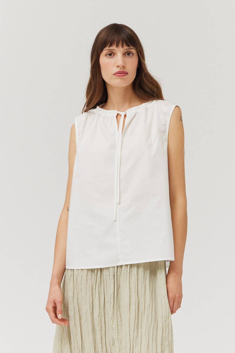 White Sleeveless Cotton Top