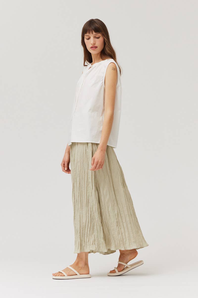 White Sleeveless Cotton Top Side View